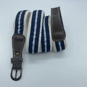 Unbranded Blue White Striped Woven Cotton Belt Women's Size 14